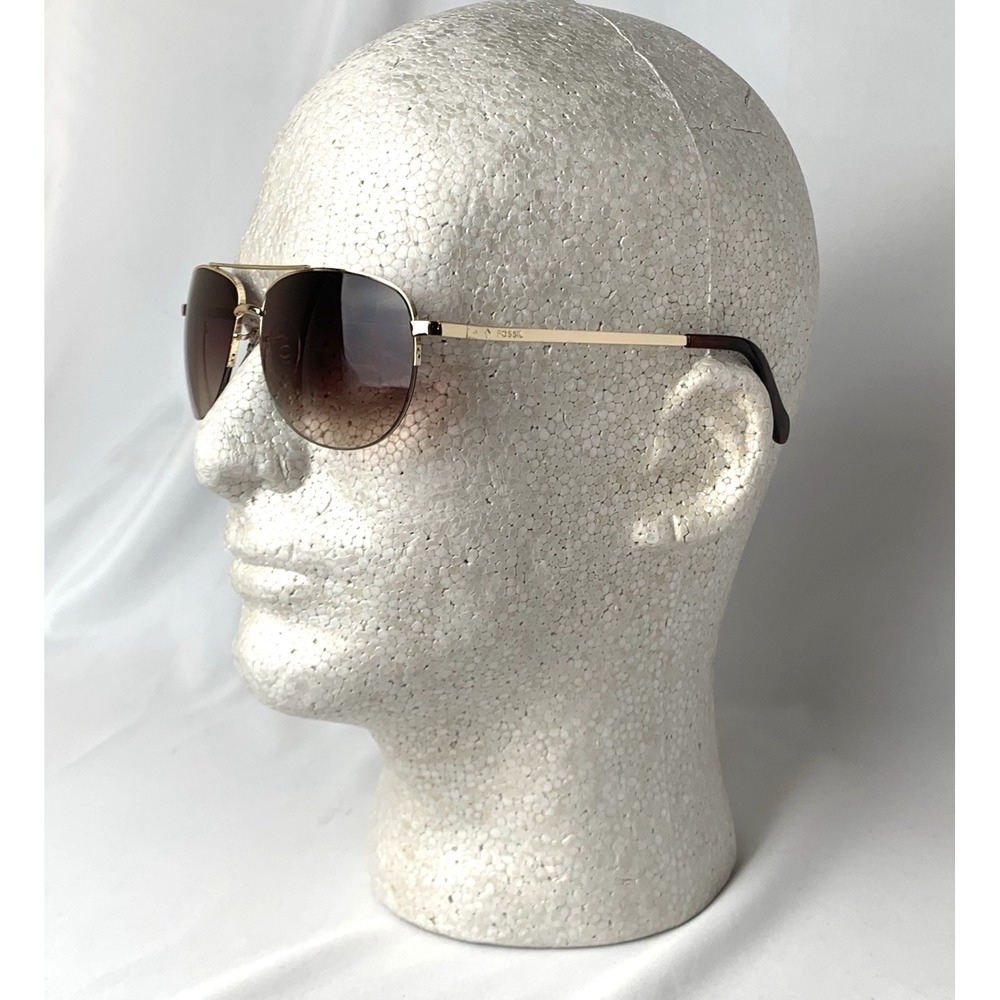 Fossil Aviator Sunglasses Womens Brown Gradient Lens Partial Rim FW5-60-14-140 - Picture 10 of 11